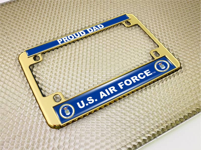 U.S. Air Force Proud Dad - Motorcycle Metal License Plate Frame